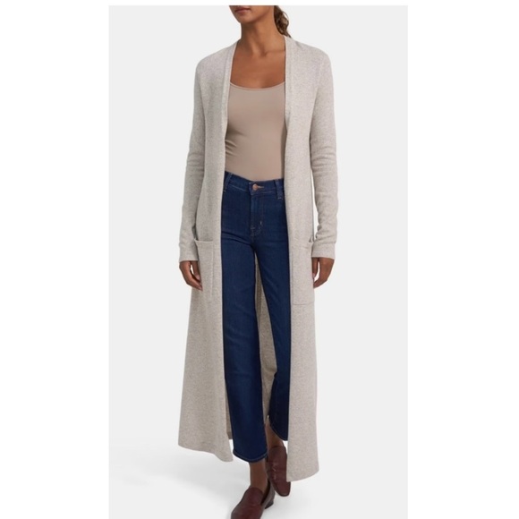 Theory Torino Cashmere Long Cardigan in Mineral Grey. - Picture 1 of 8